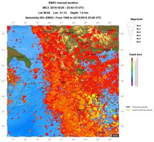 regional depth historical seismicity