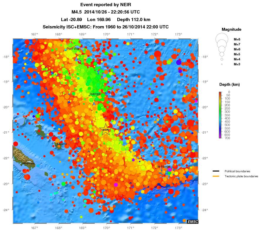 regional depth historical seismicity