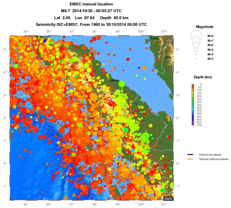 regional depth historical seismicity