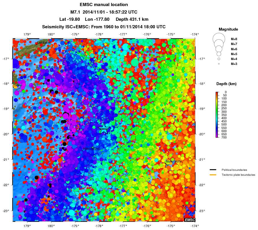 regional depth historical seismicity