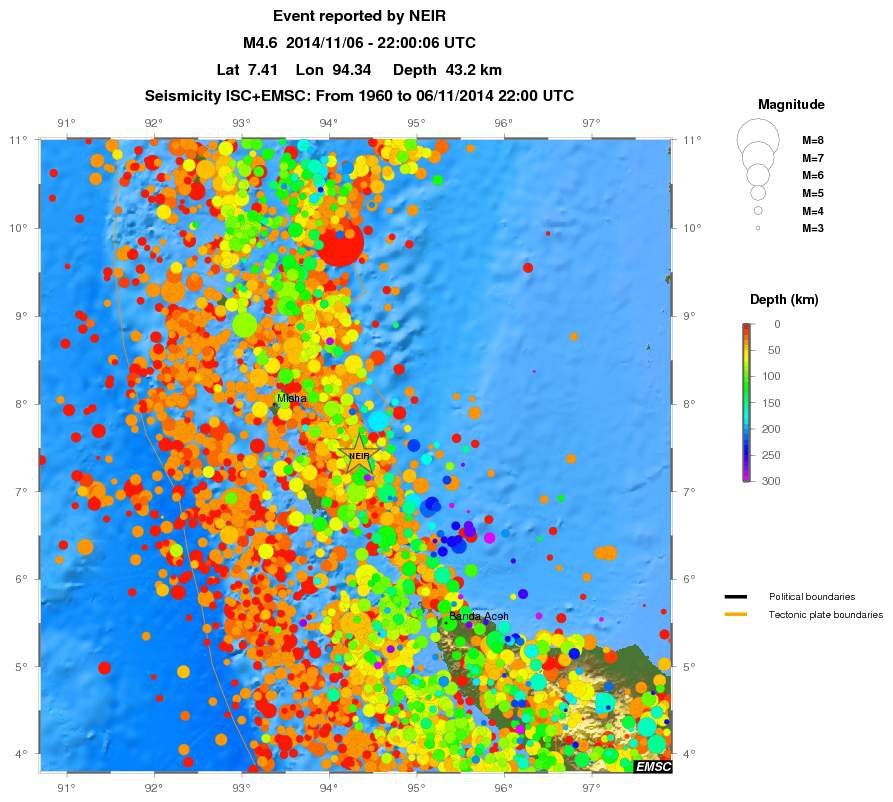 regional depth historical seismicity
