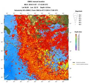 regional depth historical seismicity