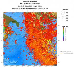 regional depth historical seismicity