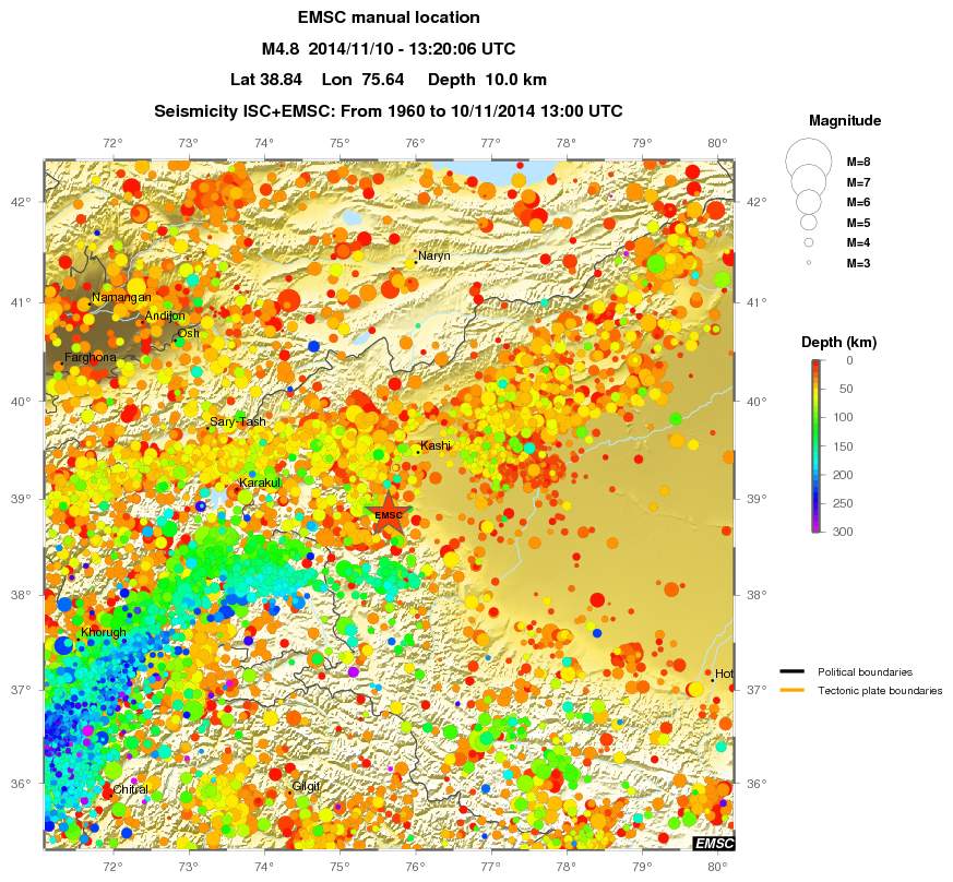 regional depth historical seismicity
