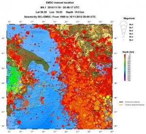regional depth historical seismicity