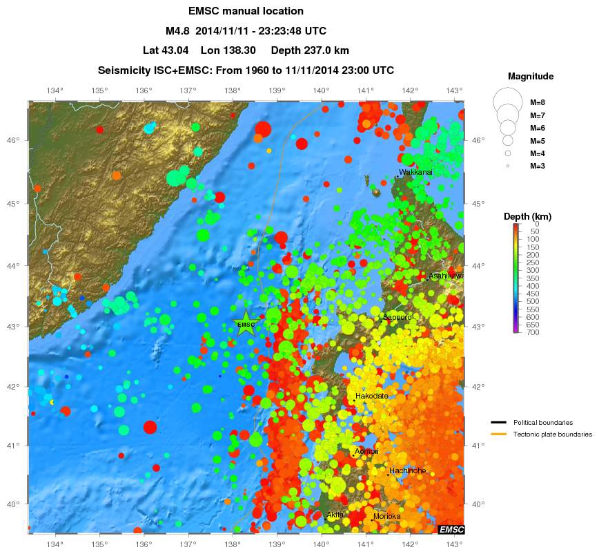 regional depth historical seismicity