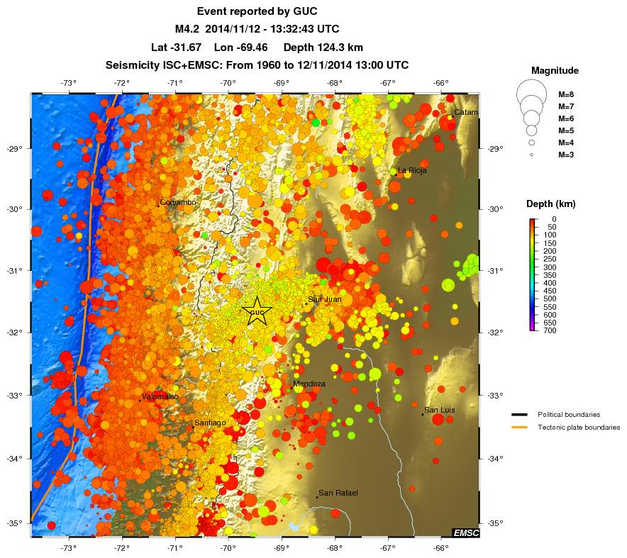 regional depth historical seismicity