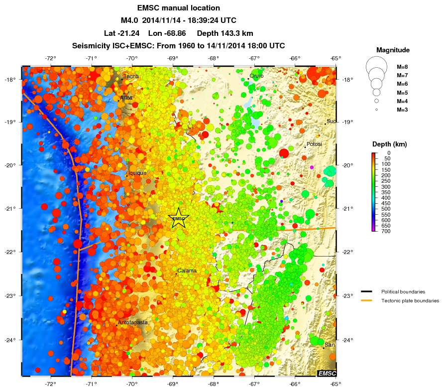 regional depth historical seismicity