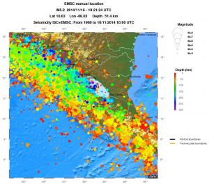 regional depth historical seismicity