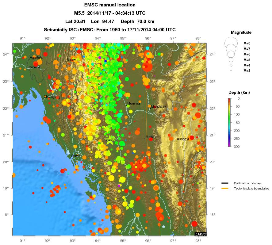 regional depth historical seismicity