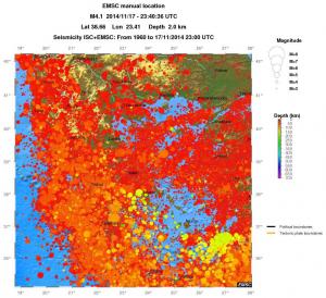 regional depth historical seismicity