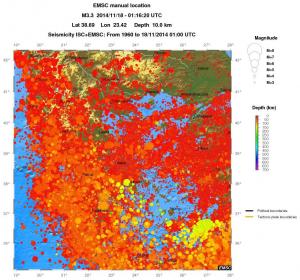 regional depth historical seismicity