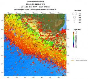 regional depth historical seismicity