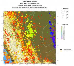 regional depth historical seismicity