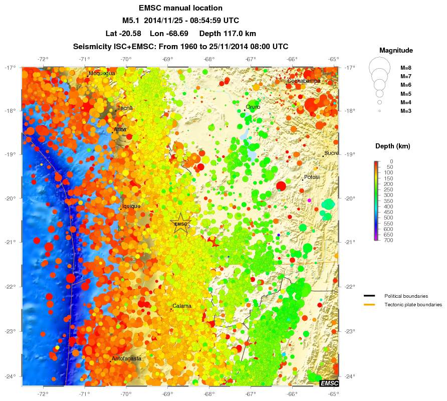 regional depth historical seismicity