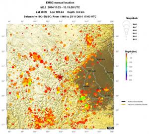 regional depth historical seismicity
