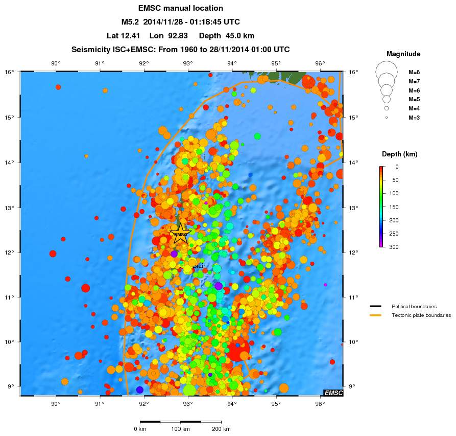 regional depth historical seismicity