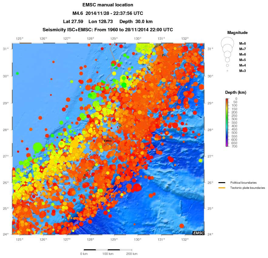 regional depth historical seismicity