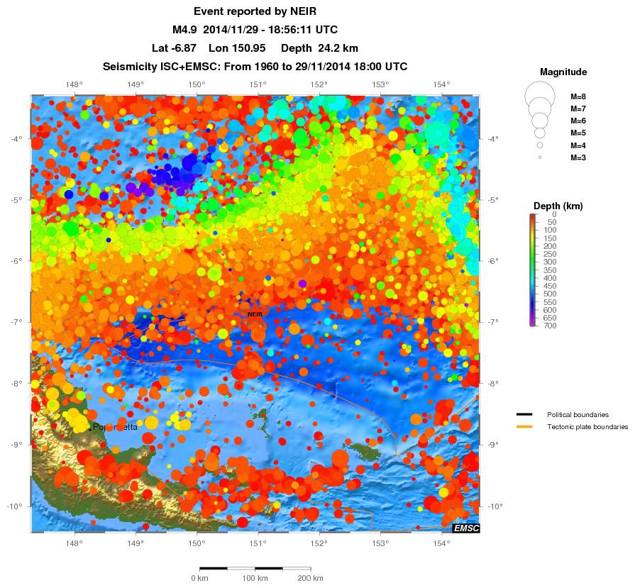 regional depth historical seismicity