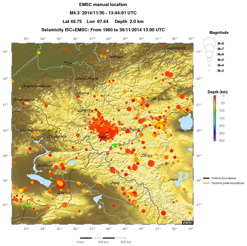 regional depth historical seismicity