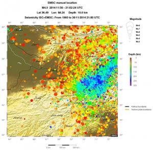 regional depth historical seismicity