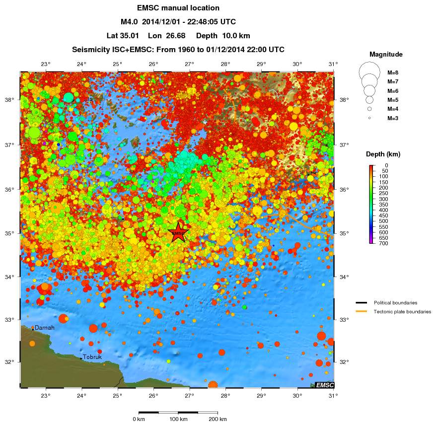 regional depth historical seismicity
