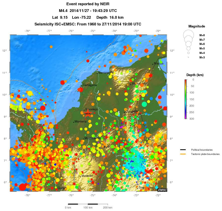 regional depth historical seismicity