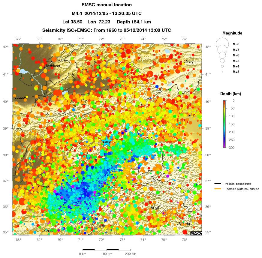 regional depth historical seismicity