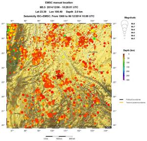 regional depth historical seismicity