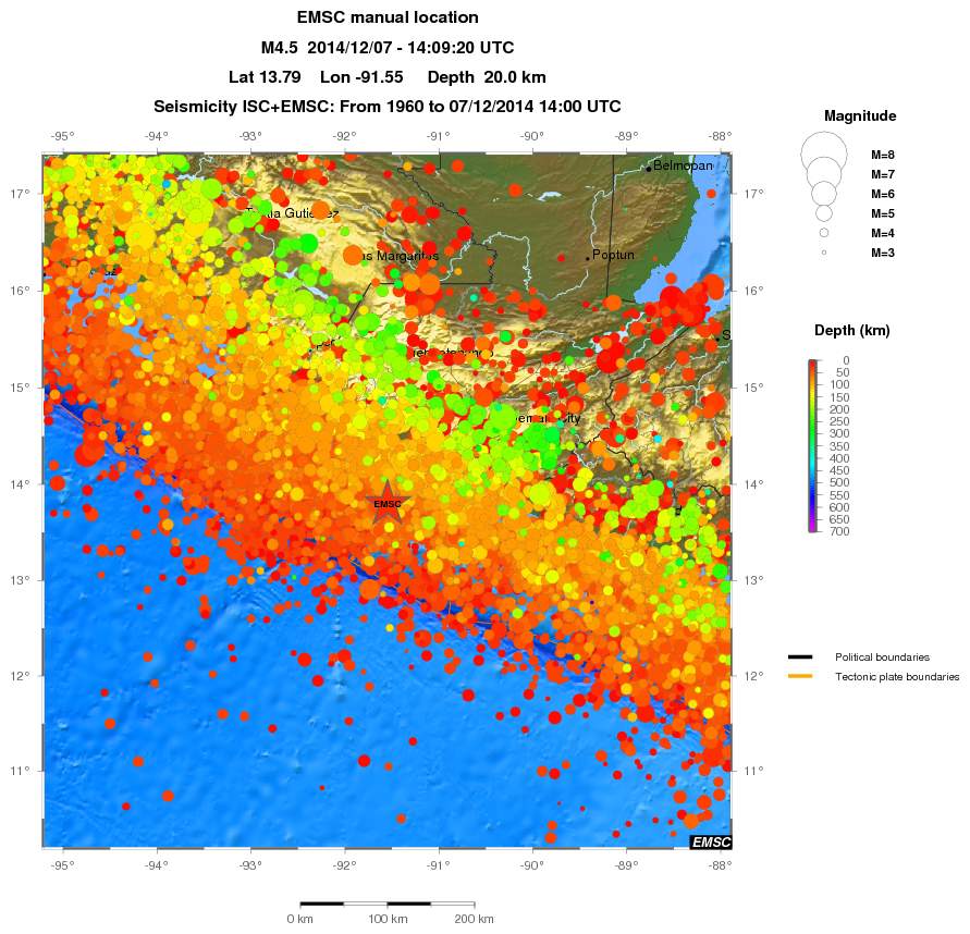 regional depth historical seismicity