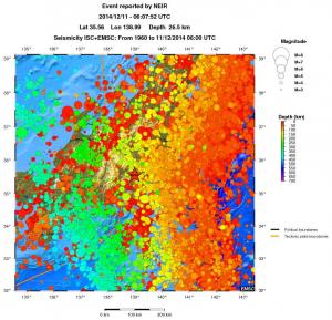 regional depth historical seismicity