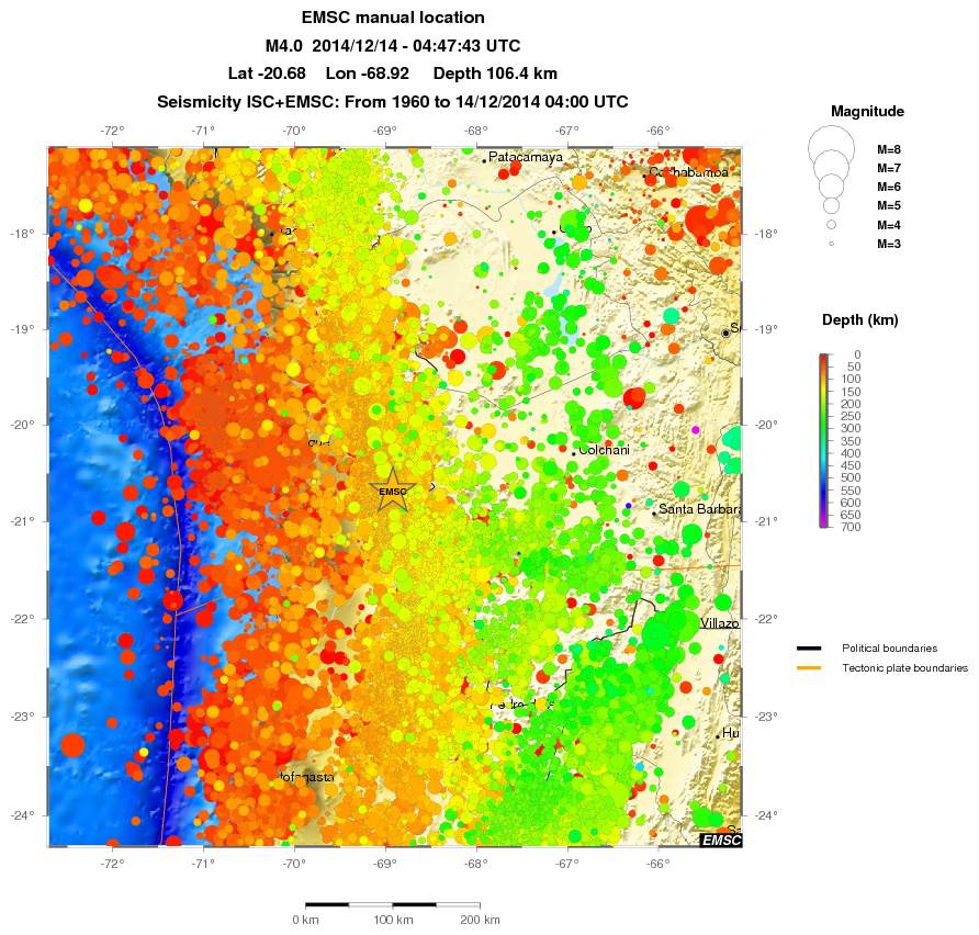 regional depth historical seismicity