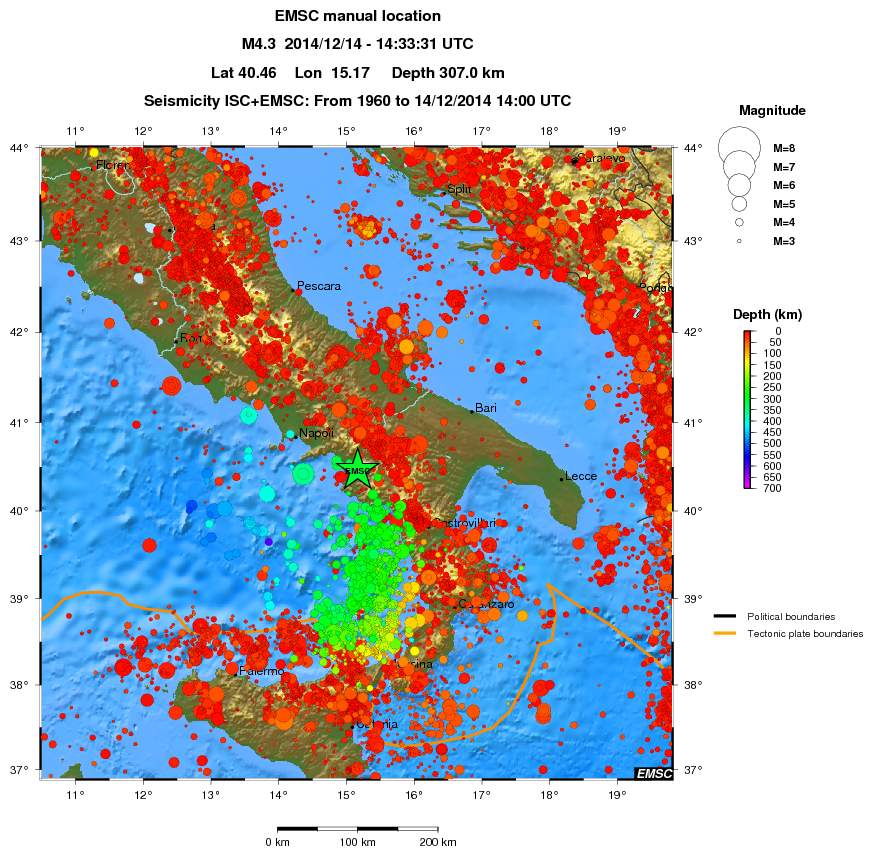 regional depth historical seismicity