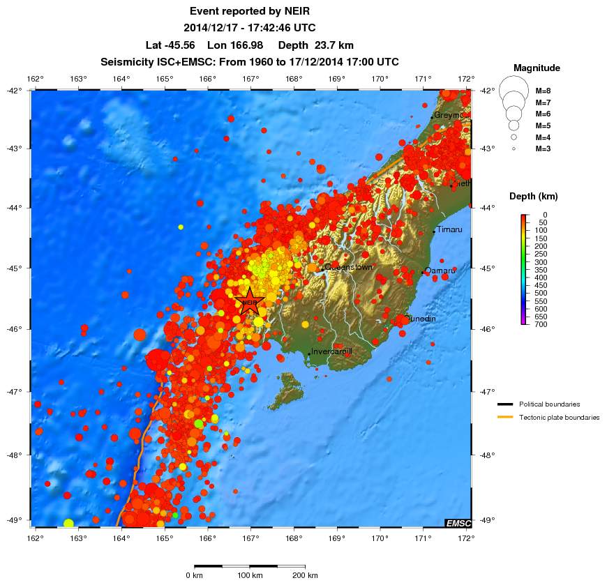 regional depth historical seismicity