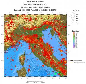 regional depth historical seismicity