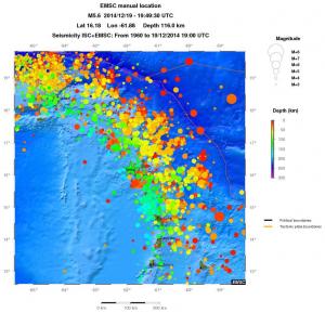 regional depth historical seismicity