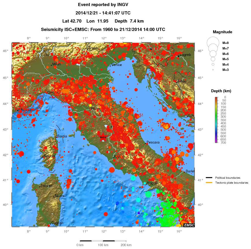 regional depth historical seismicity