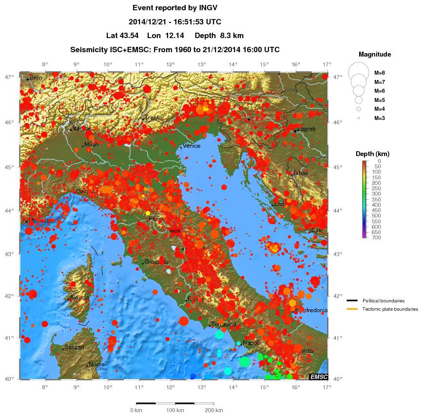 regional depth historical seismicity