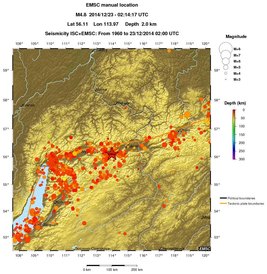 regional depth historical seismicity