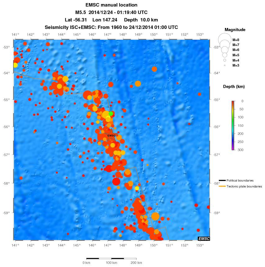 regional depth historical seismicity