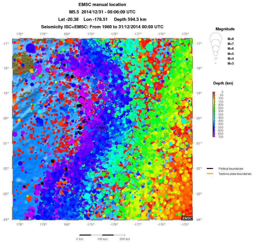 regional depth historical seismicity