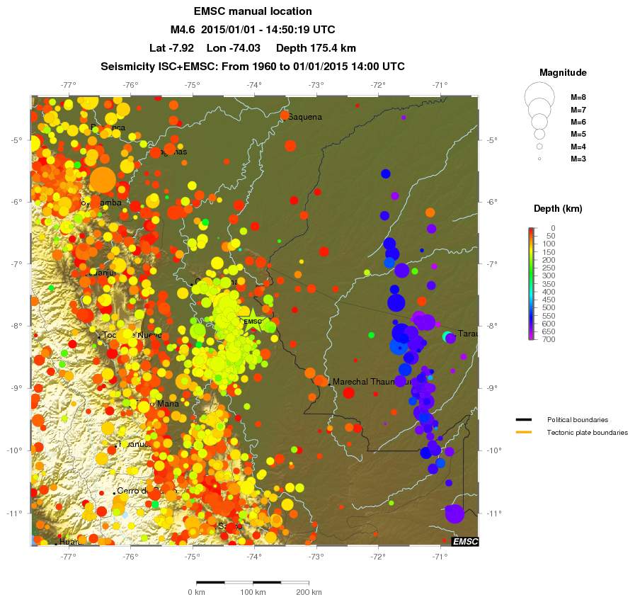 regional depth historical seismicity
