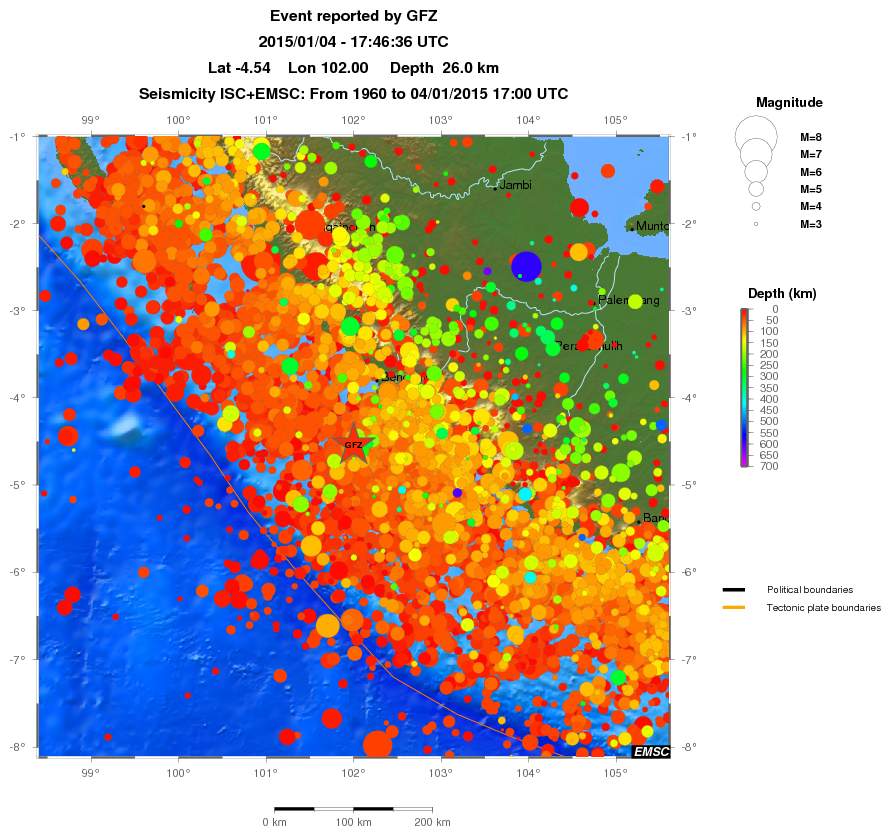 regional depth historical seismicity