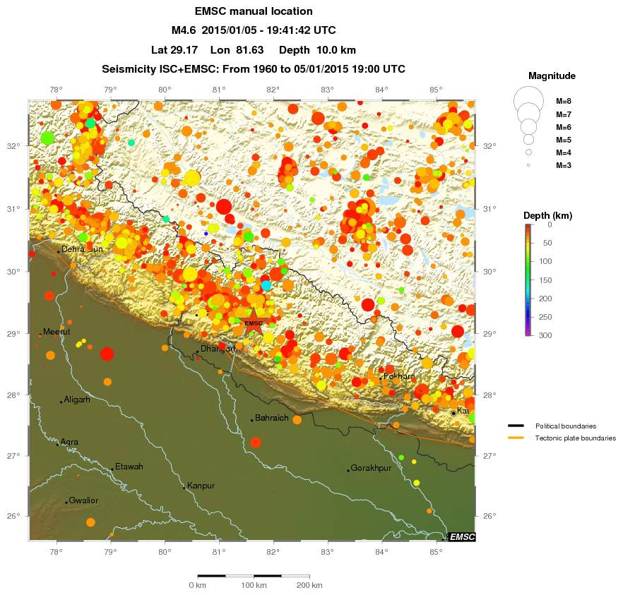 regional depth historical seismicity
