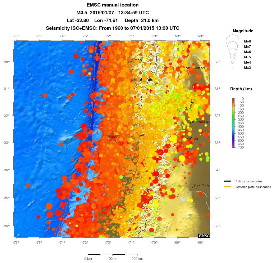 regional depth historical seismicity