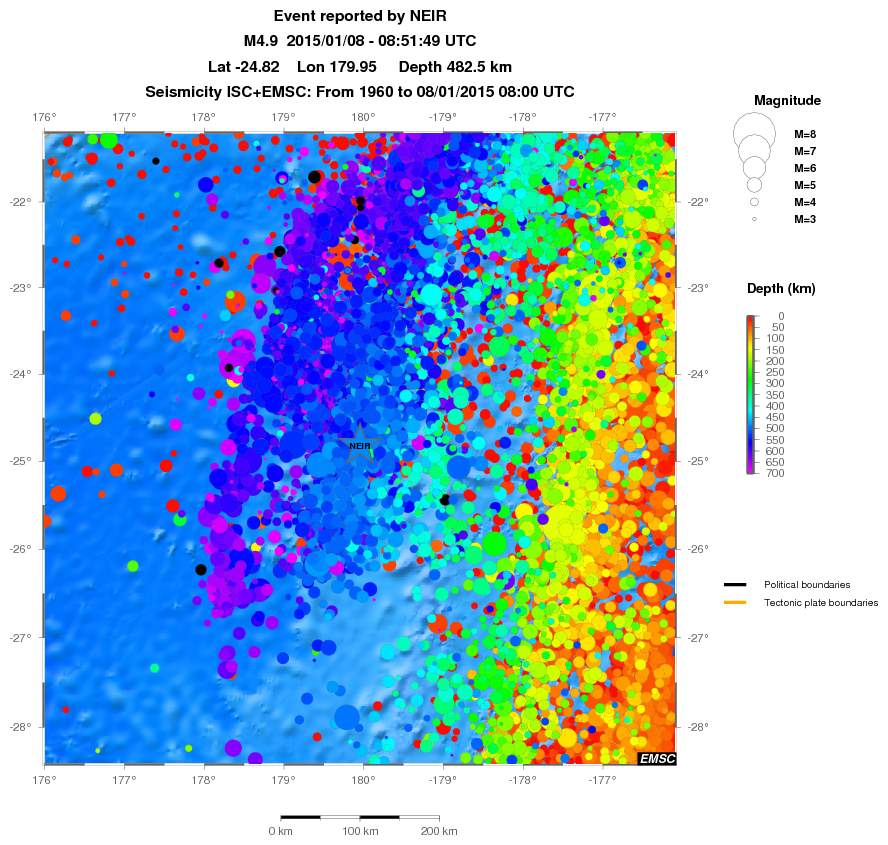 regional depth historical seismicity