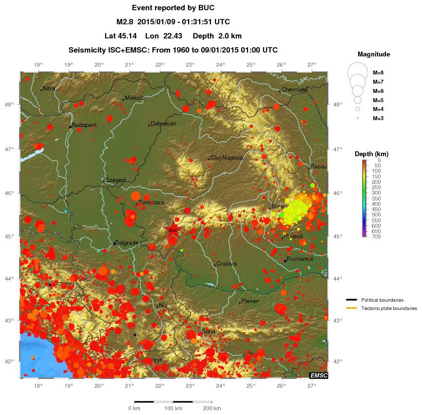 regional depth historical seismicity