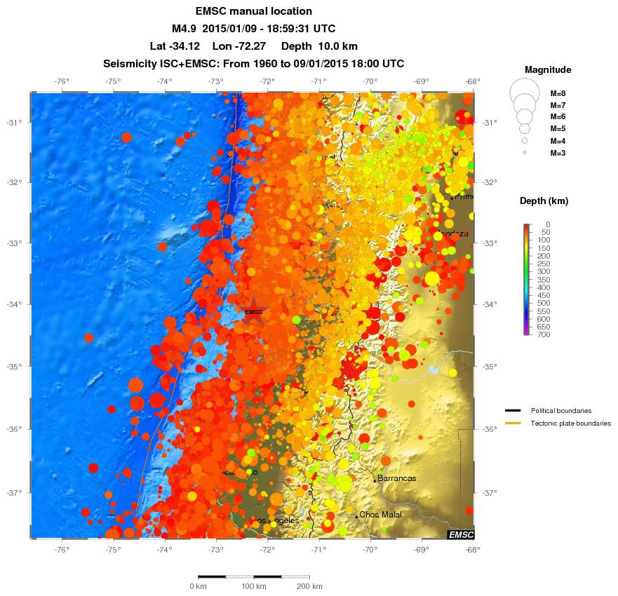 regional depth historical seismicity