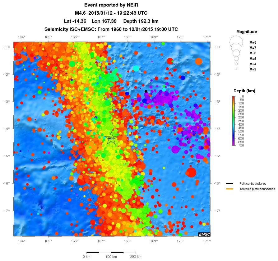 regional depth historical seismicity