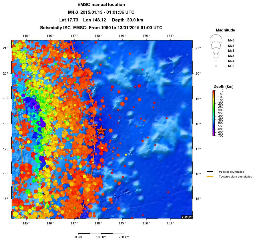 regional depth historical seismicity